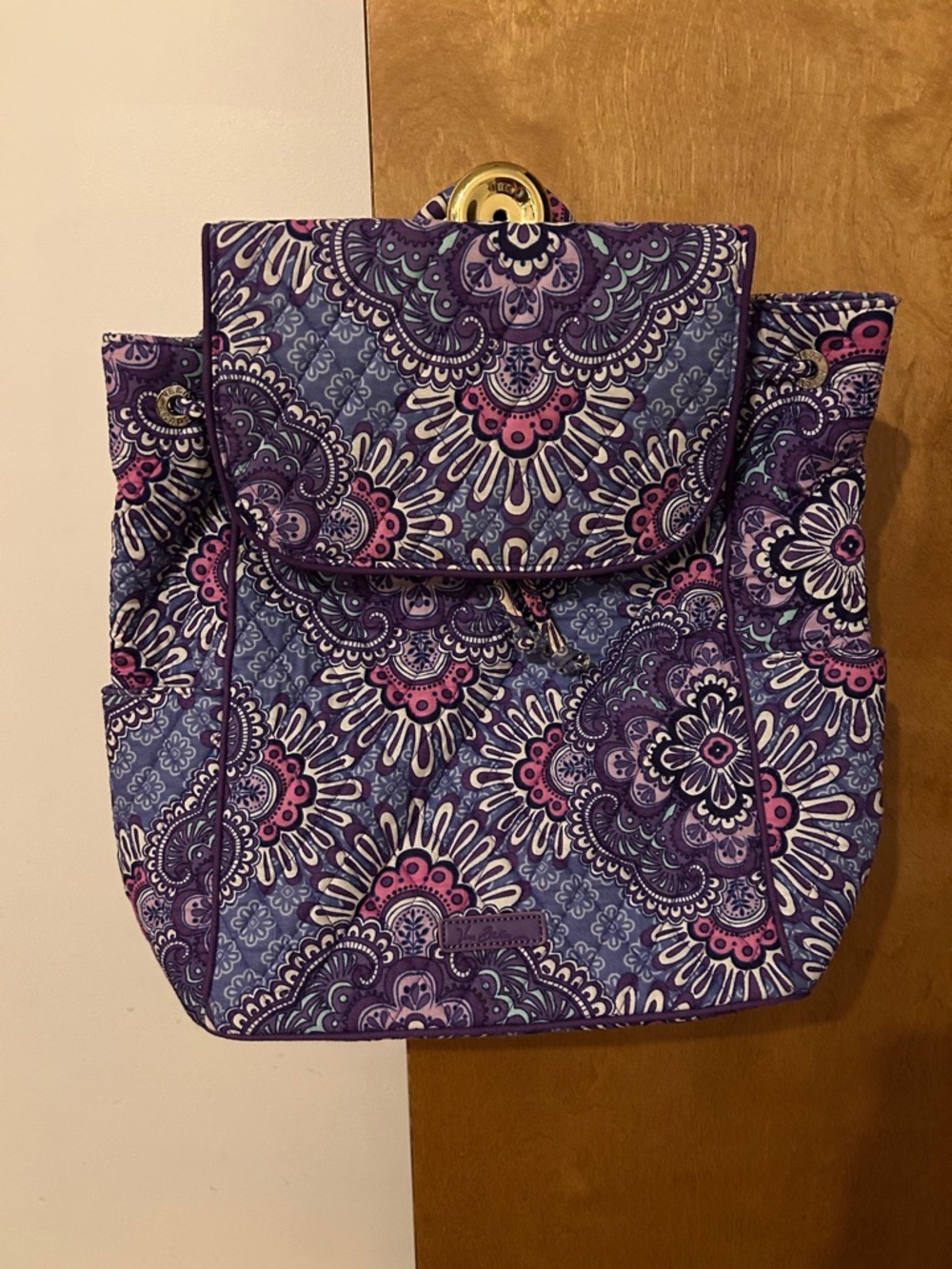Quilted Purple Paisley Backpack